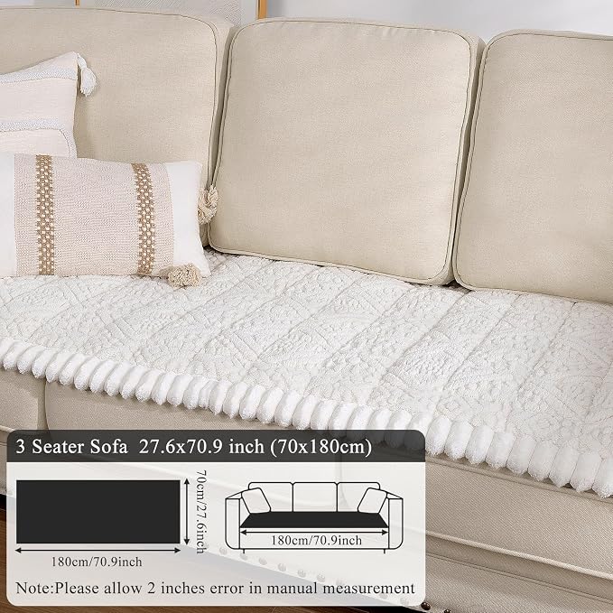 White Pet Couch Cover for Dog, 27.6''x70.9'' Sofa Cover Protector | Washable Soft Non Slip Sofa Slipcover for 3 Cushion Couch, Fuzzy Sofa Pad Pet Friendly Dog Bed Mat for Couches - Image 7