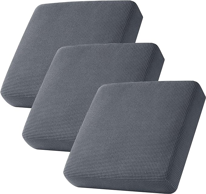 CHUN YI 3Piece Stretch Couch Cushion Covers, Sofa Seat Slipcovers for Pets, Suitable for Armchair Loveseat Sofa with Spandex Jacquard Washable Fabric(3Piece,Grey) by CHUNYI