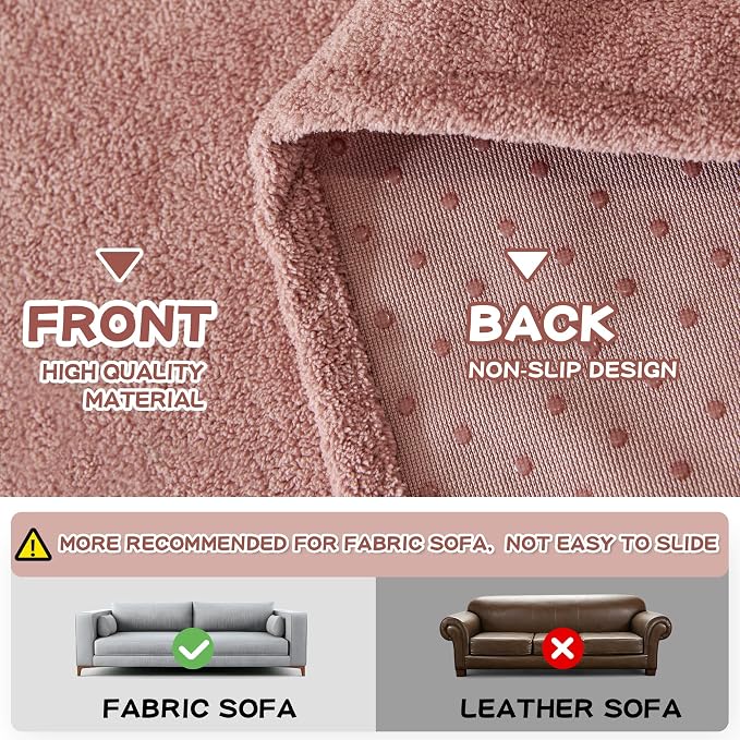 MYSKY HOME Pink Sofa Cover, Couch Covers for Pet Couch Cover Reclining Couch Covers Loveseat Covers for 3 Cushion Couch, Non Slip Thick Durable Sofa Covers for Furniture, 91" x 118" - Image 4