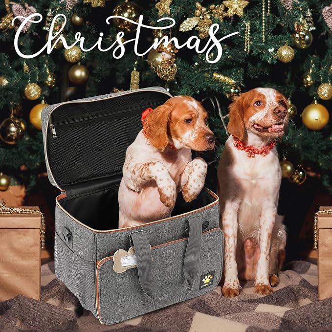 Dog Travel Bag for Traveling| Week Away/Overnight Dog Travel Accessories with Multi-Function Pockets| Travel Set for Dogs and Cats|Ideal Pet Diaper Bag and Pet Gift Kit(Grey) - Image 3