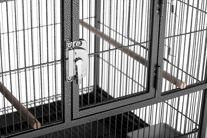 Prevue Pet Products Deluxe Divided Breeder Cage - Stackable Breeding Cage with Divider, Stand Alone Enclosure with Wooden Perches, Food and Water Cups, for Finches, Canaries, and Small Birds - Black - Image 2