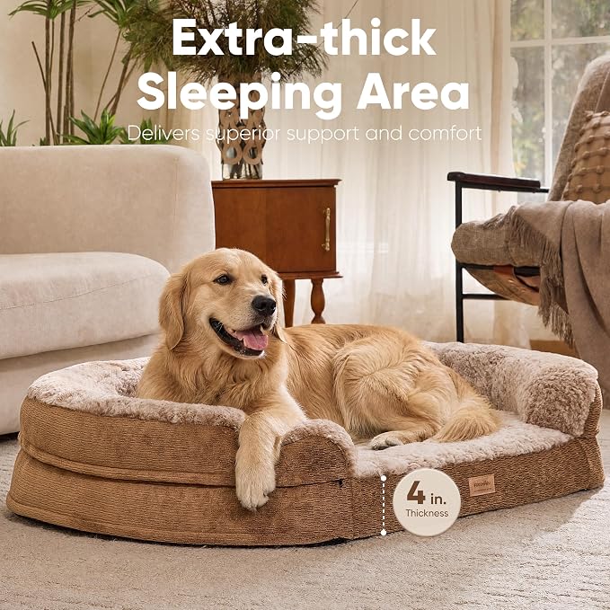 FUKUMARU X-Large Thickened Dog Couch Bed, Orthopedic, Waterproof & Washable | Heavy Duty Dog Sofa with 4" Extra-Thick Egg-Crate Foam, Relieves Joint Pressure, Fully Removable, Fits Extra-Large Dogs - Image 2