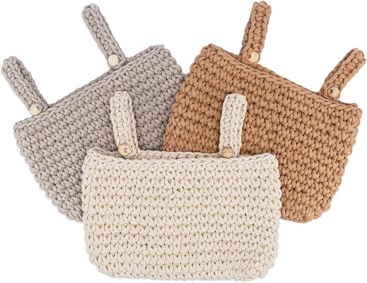 Crane Baby Hanging Bin Trio, Nursery Storage & Organization Products, Hanging Stuffed Animal Storage Solution, Nursery Pocket Organizer, Baby Organizers, Boho Decor Accent, Crib Accessories by CraneBaby