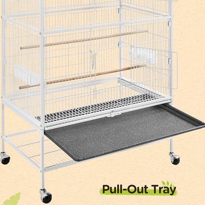 Yaheetech 52inch Bird Cage Extra Large Parakeet Parrot Cage for Lovebird Cockatiel Conure Finch with Rolling Stand White - Image 6