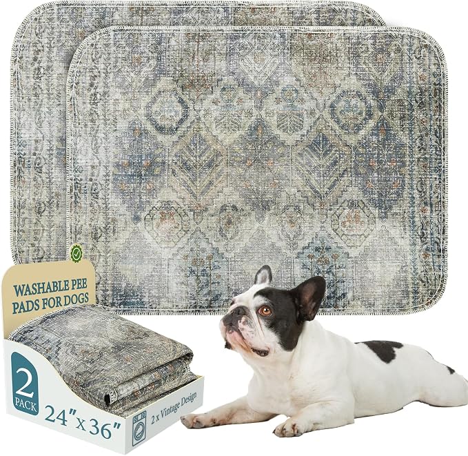 Homimp Washable Pee Pads for Dogs, 2 Pack Reusable Puppy Pads Waterproof,Absorbent and Leakproof Dog Pee Pads,Non Slip Puppy Training Pads, Pet Mat for Floor, Crate, Couch, Whelping, Grey 24"x36" by HOMIMP