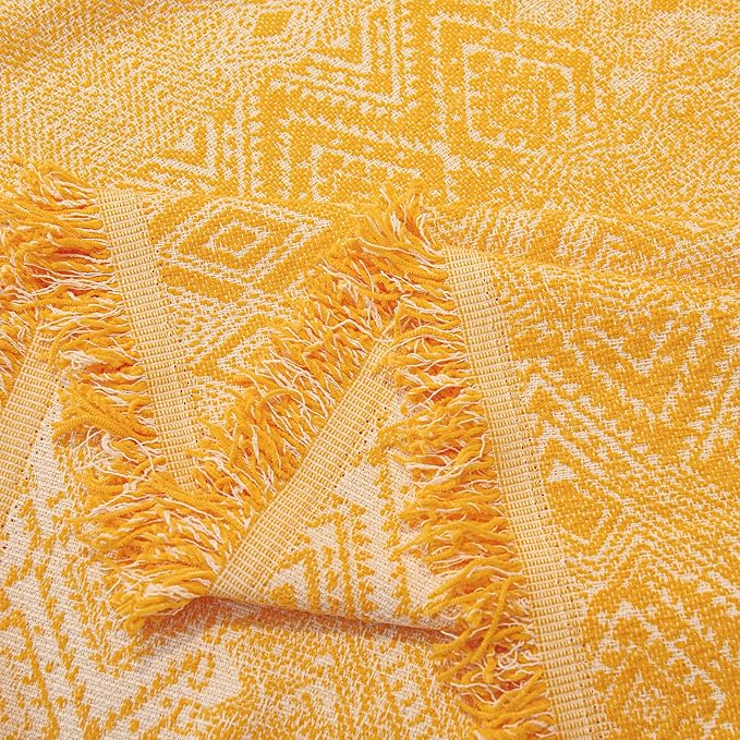 DREAMINGO Couch Cover - Geometric Jacquard, Yellow, Boho Vintage 3 Cushion Couch Covers for Dogs Washable, Chenille Furniture Protector Sectional Sofa Slipcovers 3 Seater, X-Large 71"x134" - Image 6