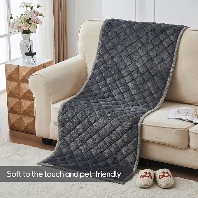 beeweed Couch Covers for Sofa, Couch Covers for Dogs Washable, Non Slip Plush Sofa Slipcovers, Couch Furniture Protector Pet Friendly, Diamond Pattern, Dark Grey, 27.6” x 59” - Image 2