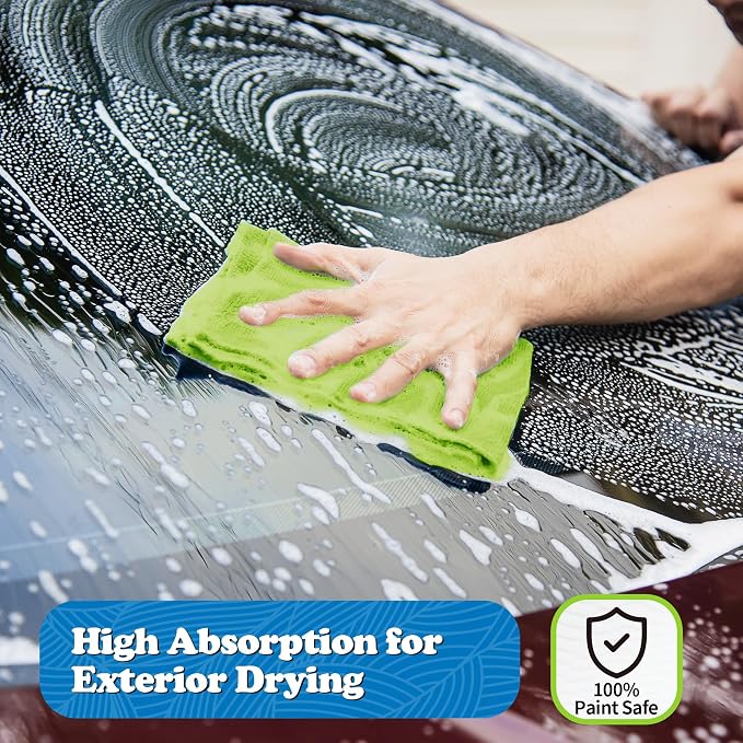 FIXSMITH Microfiber Cleaning Cloth, Shop Towels Bulk, 24 Pack Green Microfiber Towels for Cars, All-Purpose Absorbent Cleaning Rags, Dust Cloth for Automotive, Mechanic, Garage, Bar, 12 x 11 inch - Image 5