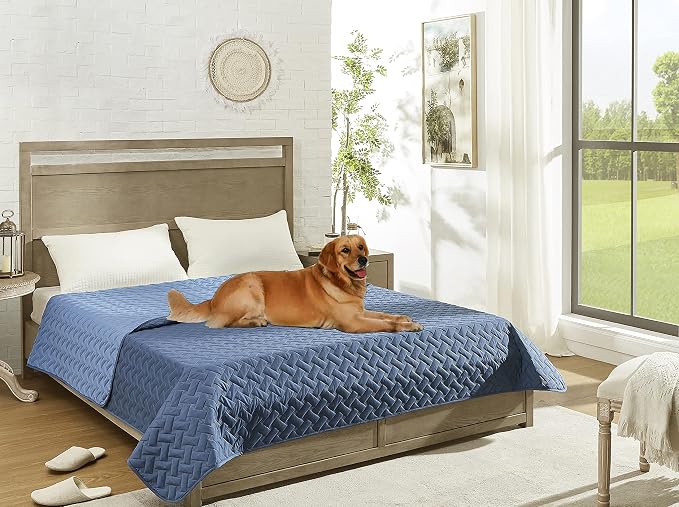 gogobunny 100% Double Sided Waterproof Dog Blanket Soft Pet Bed Cover Reversible Protect Furniture Couch Sofa Car for Puppy Cat Kids (Dark Blue/Light Blue, 30x70 Inch (Pack of 1)) - Image 7
