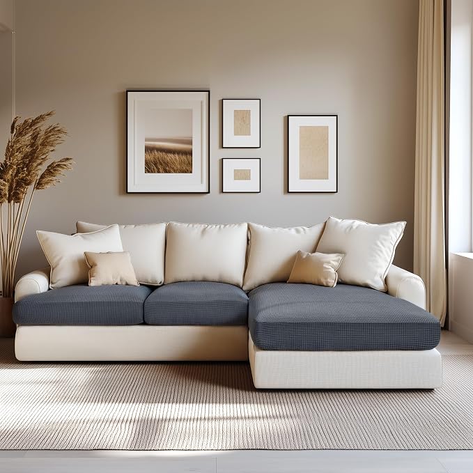 Hokway Stretch Chaise Cover Individual Couch Cushion Slipcovers Reversible Cushion Protector Slipcovers Sofa Cushion Protector Covers (Chaise Cover, Grey) - Image 2