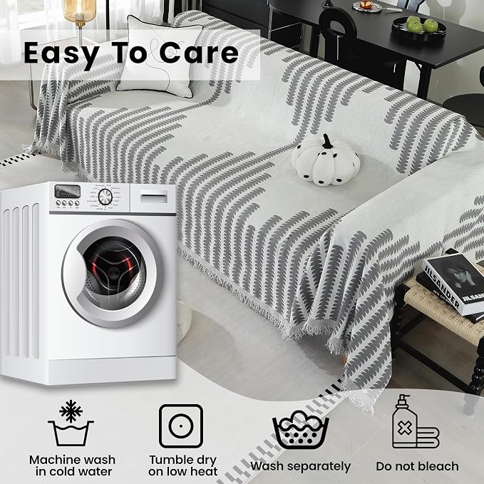 Couch Covers for Sectional Sofa, Washable Thick Chenille Sofa Covers for 2 Cushion, Multi-Use Sofa Slipcover for Dogs Pets, Reversible Modern Furniture Protector(71" x 134", Grey) - Image 6