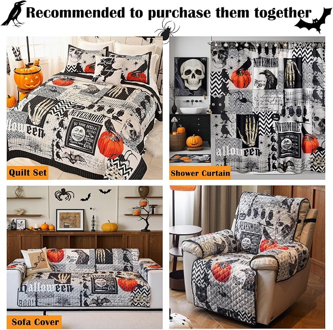 EVENHUG Halloween Sofa Cover for Festival Home Decorations Slipcover Furniture Protector Washable Couch Cover with Non Slip and Elastic Straps for Kids Pets Dogs (Sofa) - Image 5