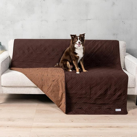 PetAmi Waterproof Couch Cover for Dogs, Non-Slip Leakproof Sofa Furniture Protector for Pet Cat, Machine Washable Bed Blanket for Car Seat, 52x82 Brown by PetAmi