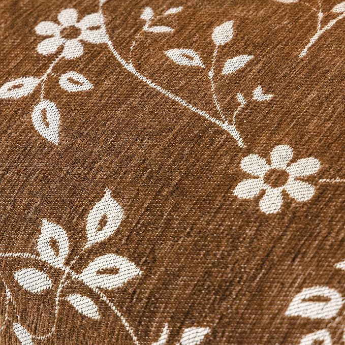STACYPIK Soft Botanical Floral Vine Couch Cover, Brown Sofa Cover for Dogs | Thick Durable, Vintage Jacquard, Washable Reversible Sectional Protector for 3 Cushion Couch with Tassels, Multi-use-71X150IN - Image 4