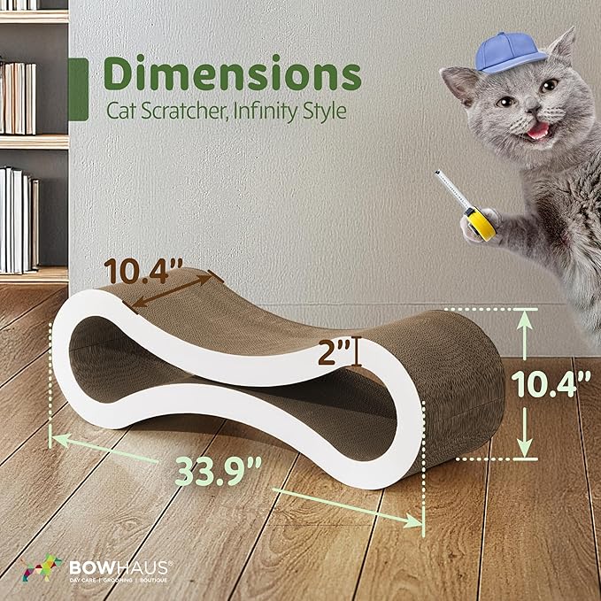 BOWHAUS Infinity Cat Scratcher Lounger, Reversible Scratcher, Durable & Long-Lasting, Cat Cardboard Scratcher, Large Cat Scratching Pad, Scratching Board, Infinity Scratch Pad for Indoor Cats, White - Image 2