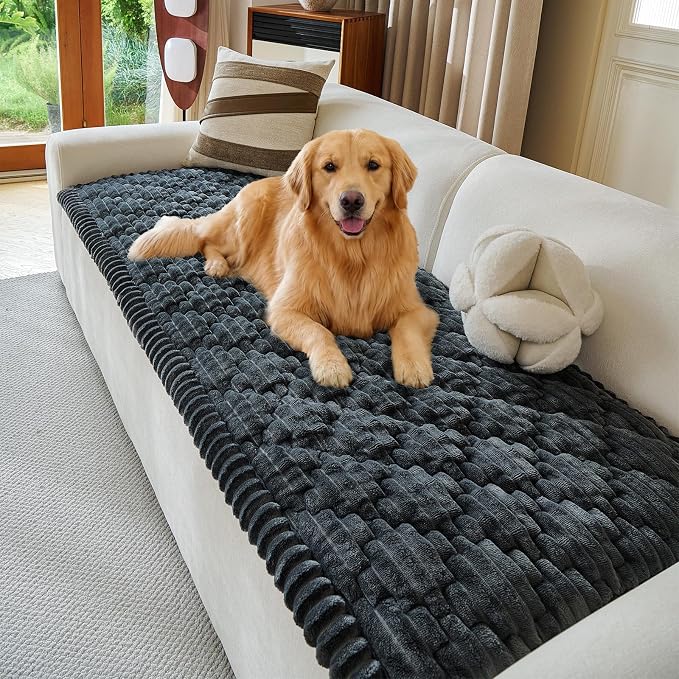 Deep Dream Couch Covers for Dogs Washable, Non-Slip Fuzzy Pet Sofa Protector, Soft Thick Fabric Couch Cover for 3 Cushion Sofa, for Pet Family (Dark Grey, 27.6" x 59") by DeepDream