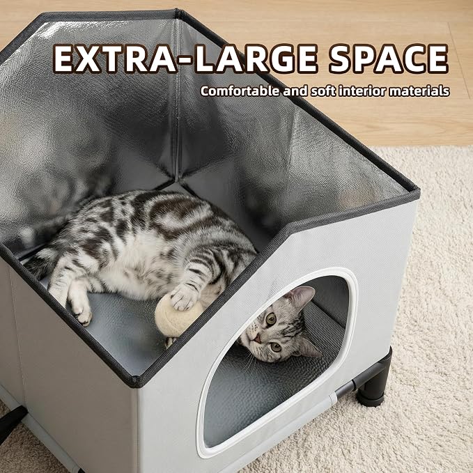 Large Cat House for Outside&Indoor,Easy to Put Together, Selfwarming Cat Shelter for Winter,Insulated and Weatherproof,Large Cave Bed for Garden(18 x 18 x 24 inch,L,Normal) - Image 2