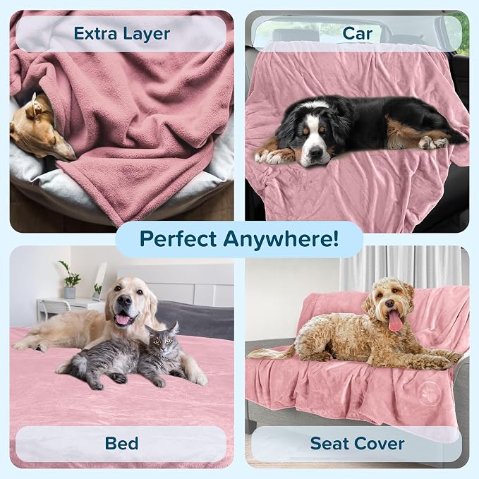 PETMAKER Dog Blanket - 60x80in Reversible Sherpa Blanket - Throw Blankets for Bed, Couch, Crate, or Car - Machine Washable Puppy Essentials (Pink) - Image 6