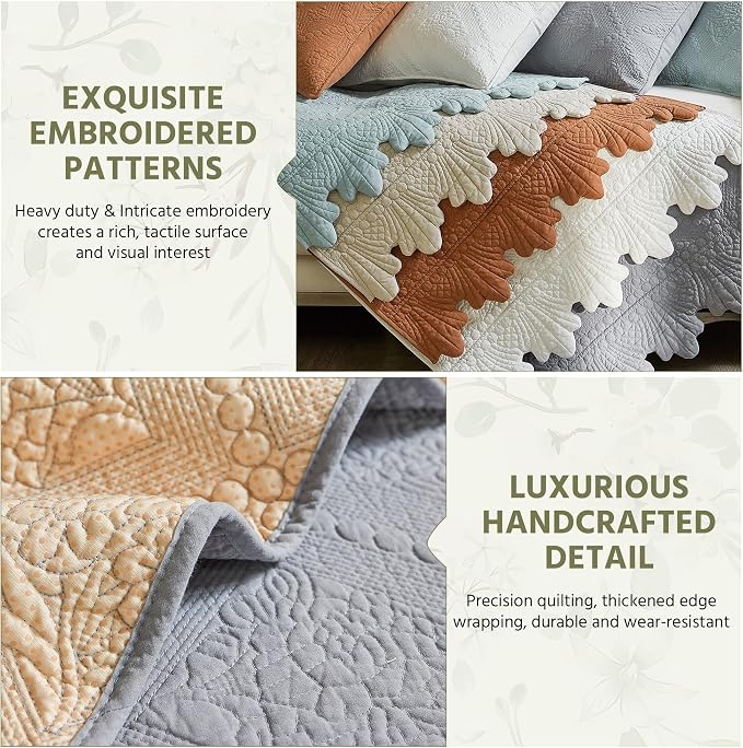 OTOB Cotton Quilted Dog Couch Covers for Sofa Washable Anti Slip, 1 Piece | Gray, 27.6"x70.9", Rustic Farmhouse Embroidery, All Seasons, Soft Thick, Breathable, Wear-Resistant, Pet Friendly - Image 5