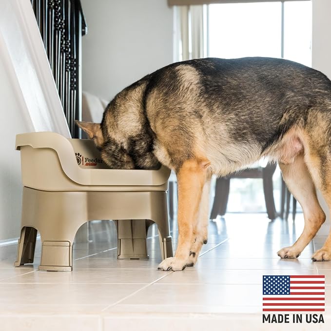 Neater Feeder Deluxe Mess-Proof Elevated Dog Bowls for Large Dogs (40+ lbs), 2 Height Adjustable (14.5” & 17.5”) No-Spill Raised Dog Bowl Stand w/Slow Feed Bowl for Food, Made in USA, Cappuccino - Image 3