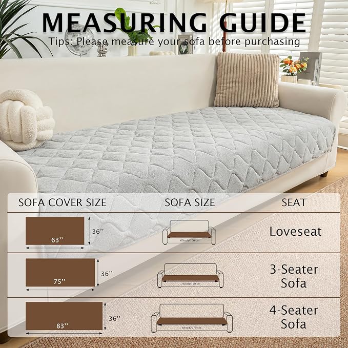 PuTian Waterproof Couch Cover for Dogs, Slip Straps, 36"X83", Light Gray | Washable Sofa Cover，Pet Friendly Couch Protector & Dog Mat, Waterproof Furniture Guard for Sofas, Loveseats & Sectionals - Image 5
