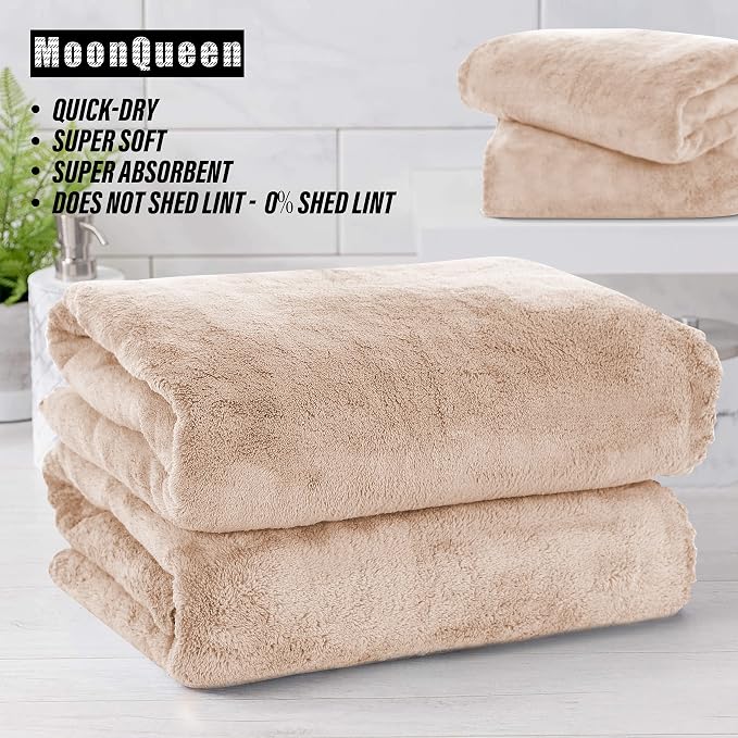 MOONQUEEN 6 Pack Premium Bath Towel Set - Quick Drying - Microfiber Coral Velvet Highly Absorbent Towels - Multipurpose Use as Bath Fitness, Bathroom, Shower, Sports, Yoga Towel (Brown) - Image 6