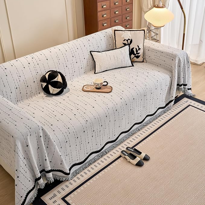 ROOMLIFE Couch Cover Boho Sofa Covers for 3 Cushion Couch Washable, Furniture Protector Sofa Couch Cover for Dogs, Soft Breathable Sofa Slipcover, Couch Throw Blankets with Tassels 71''X118'' - Image 3