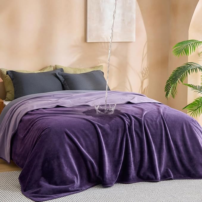 Bedsure Waterproof Blanket for Bed Soft Flannel Fleece, Queen 86"x90" | Dog Blankets for Large Senior Dogs，Couch Cover Throw for Pet Leakproof, Furniture Protector for Travel Camping,Eggplant by Unknown