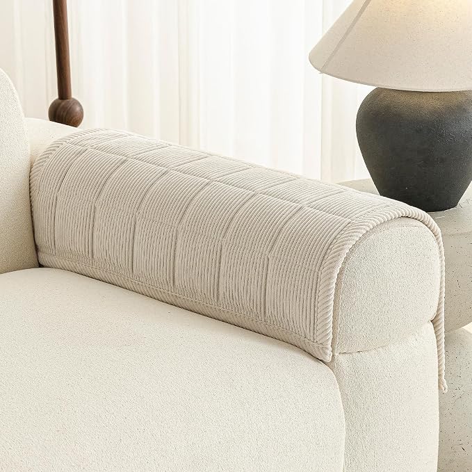 Velvet Couch Covers for Sectional Sofa Washable, Non-Slip L Shaped Sectional Couch Cover, Soft Pet Couch Covers for Sofas, Furniture Slipcovers for Single Sofa(1PC,35"x35",Beige White) - Image 3
