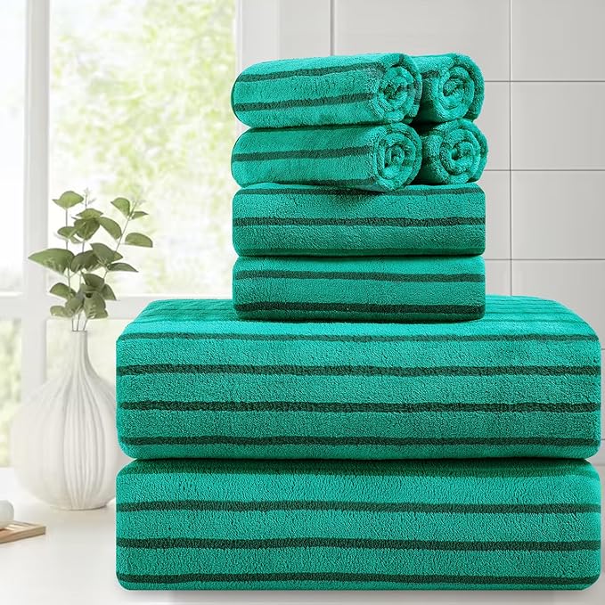Mistyrose Bath Towels,8 Pack Large Bath Towels Set Super Absorbent Microfiber Bath Sheets-2 Oversized Bath Sheets 2 Hand Towels 4 Washcloths for Family Hotel Spa Gym(Emerald Green) by Mistyrose