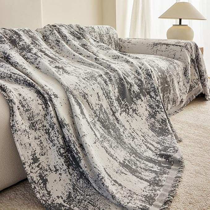 ROOMLIFE Boho Couch Covers for Sofa Washable for 2 Cushion Couch Chenille | Furniture Protector Sofa Couch Cover for Dogs, Soft Breathable Sofa Slipcover, Couch Throw Blankets with Tassels 71''X118'' - Image 6