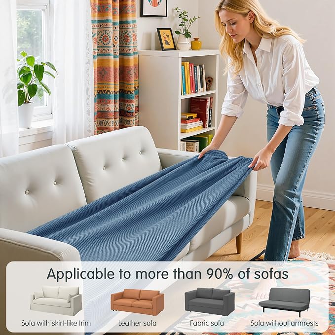 Hokway Couch Cushion Covers Stretch Cushion Covers Sofa Seat Cushion Slipcover Cushion Protector(DenimBlue, Medium) - Image 4