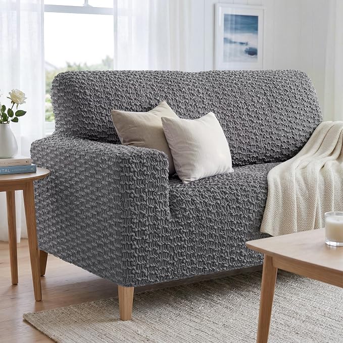 PAULTO BY GA.I.CO. Stretch Sofa Slipcovers – Soft Elastic Fabric Couch Cover for Armchair Loveseat 3-Seater & 4-Seater Sofa Cover – Non-Slip Furniture Protector Washable - Dark Grey (40"-63" Wide) - Image 5