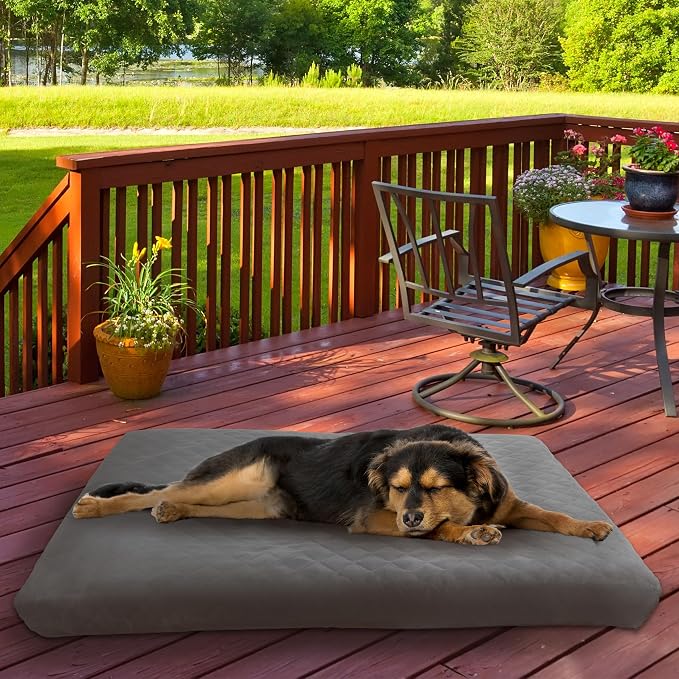 Waterproof Dog Bed - 2-Layer Memory Foam Pet Pad with Removable Machine Washable Cover - 44x35 Crate Mat for Dogs or Puppies by PETMAKER (Gray) - Image 5