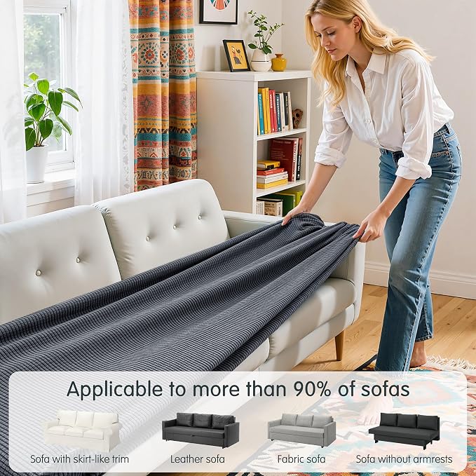 Hokway Large Couch Cushion Covers Stretch Cushion Covers Sofa Seat Cushion Slipcover Protector(Gray, Large) - Image 4