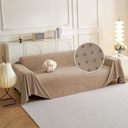 MYSKY HOME Sofa Slipcovers Sofa Covers Washable, Couch Cover for 3-4 Cushion Couch Sofa, Dog Couch Covers Furniture Protector Cover Non Slip Soft Couch Sofa Cover, 91"x 150", Khaki by MYSKYHOME