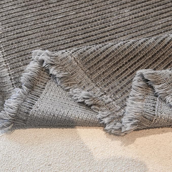 VClife Vintage Dark Gray Striped Couch Cover with Tassel, 71" X 150" | Soft Thick Chenille Couch Covers for 3 Cushion Couch Sofa, Washable Sofa Covers for Sectional Sofa, Fade & Shrink Resistant - Image 8