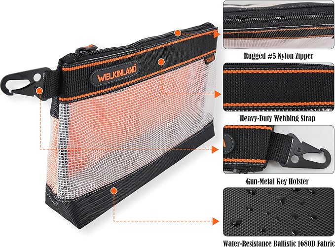 WELKINLAND Clear Tool Pouch, 4PCS Tool pouches, 13" Tools pouch, Zipper tool pouch, Tool pouch bag, Tool bag organizer, Small tool bag, Small tool pouch, Small tool bags, Tool pouches with zipper - Image 7