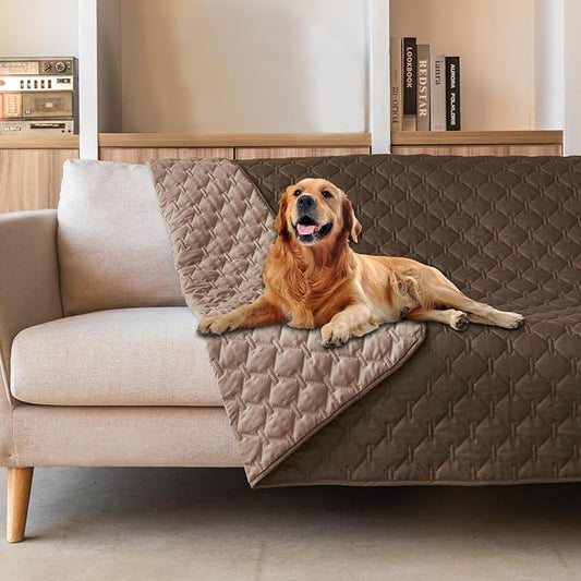 gogobunny 100% Double-Sided Waterproof Dog Bed Cover Pet Blanket Sofa Couch Furniture Protector for Puppy Large Dog Cat, Reversible (52x82 Inch (Pack of 1), Dark Chocolate/Light Chocolate) by gogobunny