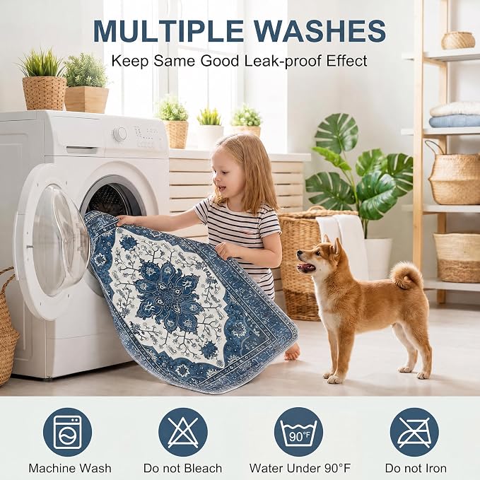Washable Guinea Pig Pee Pads,Absorbent Reusable Guinea Pig Cage Liners,Waterproof,Leak-Proof & Non-Slip Potty Pads for Small Animals Rabbit Hamster Rat.(Dark Navy Floral,24"x48") - Image 5