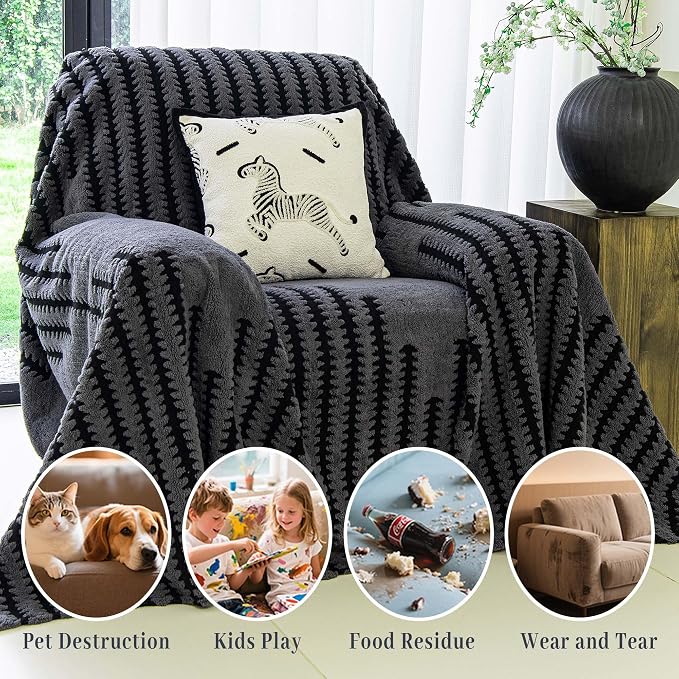 Non Slip Couch Covers for Cushion Couch Sofa, Pet Friendly Sofa Covers Washable, Heavy Duty Scratch Resistant Furniture Cover for Dogs, 71" x 91", Gray - Image 4