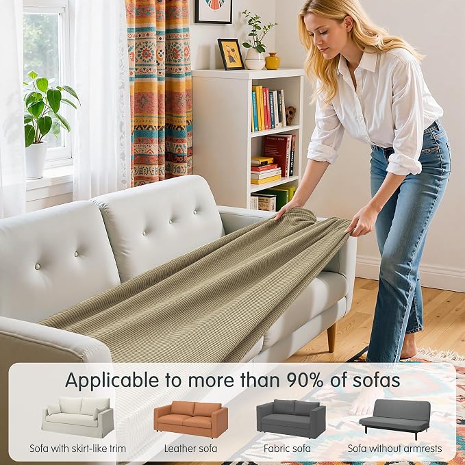 Hokway Couch Cushion Covers Stretch Cushion Covers Sofa Seat Cushion Slipcover Cushion Protector(Sand, Medium) - Image 4