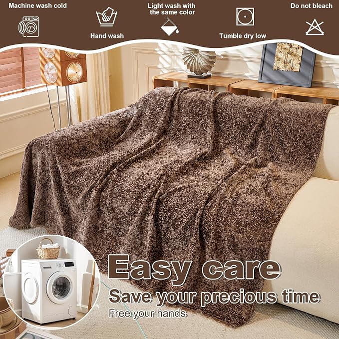 ROOMLIFE Brown Sofa Cover, Vintage Boho Couch Cover for 3 Cushion Sofa, Soft Chenille Sofa Cover for Dog, Washable Furniture Sofa Protector Cover Blanket with Tassel for Living Room, 71 '' X 150'' - Image 4