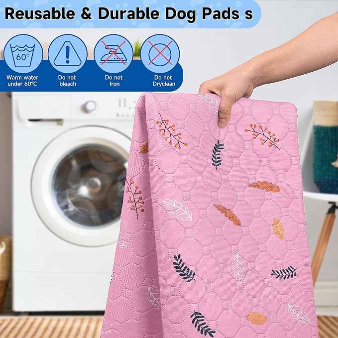 Sunheir Washable Pee Pads for Dogs Extra Large 48" x 60" 2-Pack, Reusable Puppy Pads Pet Training Pads for Dog Playpen Indoor, Waterproof Dog Pee Pads for Puppy Playpen, Whelping Pad - Pink - Image 5