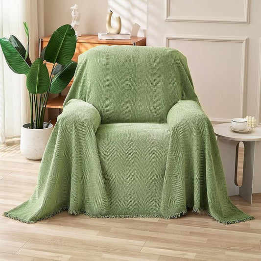 HAOMAIJIA Chenille Couch Cover Sofa Covers for 1 Cushion Couch Washable sectional Couch Covers for Dogs pet Furniture Protector Couch Cover Blanket for Living Room (sage Green, 71"x91") by HAOMAIJIA