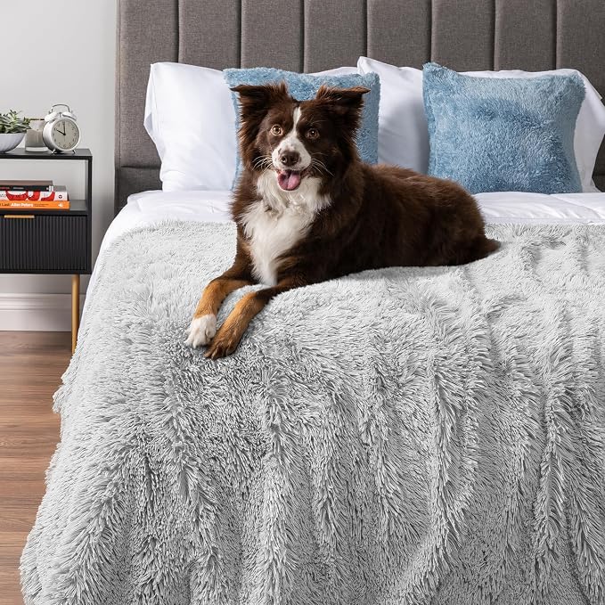 PetAmi Waterproof Dog Blanket for Couch, Bed & Furniture,Reversible Sherpa & Faux Fur Pet Blanket, Leakproof Pet Blanket for Large Dog Cat, Washable Soft Calming Protector Throw (60x80, Light Gray) - Image 7