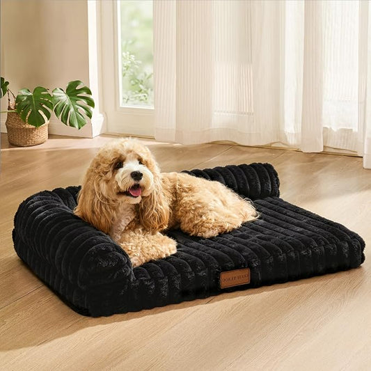 Orthopedic Calming Medium Dog Bed Pet Sofa Bed 30''X20'' Black | 2-Sided Pet Couch Medium Size Dog, Soft Egg-Crate Foam Dog Mat, Waterproof Removable Washable Cover, Nonskid Bottom Cat Bed by Unknown