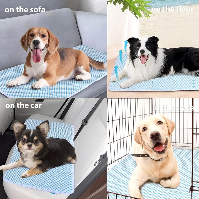 Dog Cooling Mat for Large Dogs – 30"x20" Orthopedic Memory Foam Pad for Summer, Hot Weather & Joint Relief | Washable, Non-Slip Crate Mat for Senior Dogs, Travel & Home (Blue) - Image 6