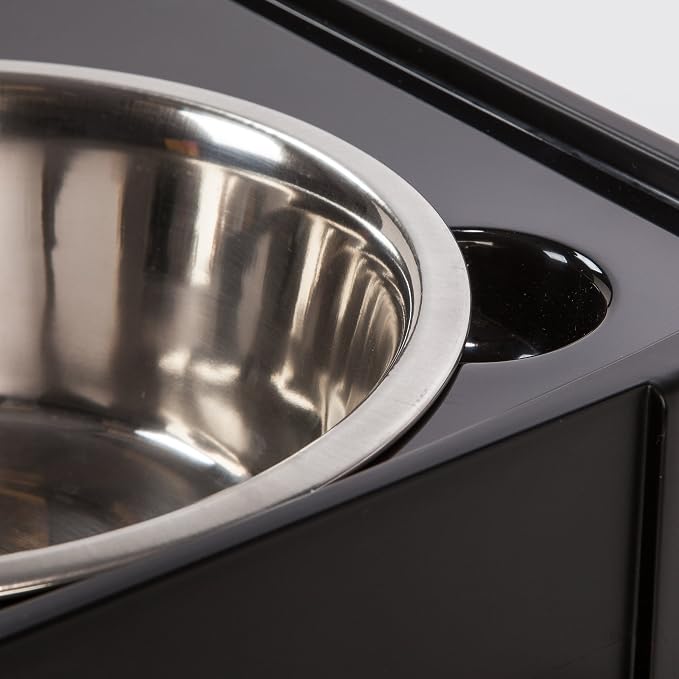 IRIS USA 2-in-1 Elevated Dog Bowls 6" H with Airtight Pet Food Storage Container Holds Up to 47 Lbs, Removable 4 Thick 16 oz Stainless Steel Bowls, at Home or Camping Pet Dish Bowl Set, Smoke/Black - Image 7