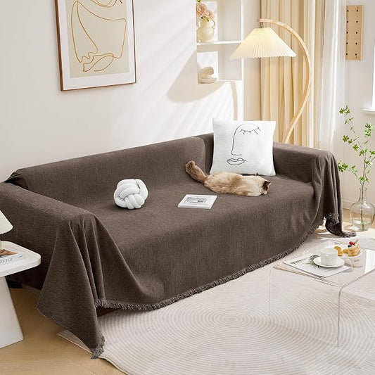MEETSKY Couch Cover for Dogs, Washable Sofa Cover for 3 Cushion Couch Sofa, Pet Couch Covers for Sofa, Oversized Sofa Throw Couch for Living Room, 91"x 134"，Dark Chocolate by MEETSKY